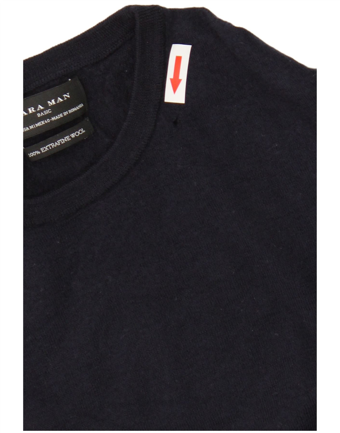 Zara Pull à col rond en laine bleu marine moyen pour homme