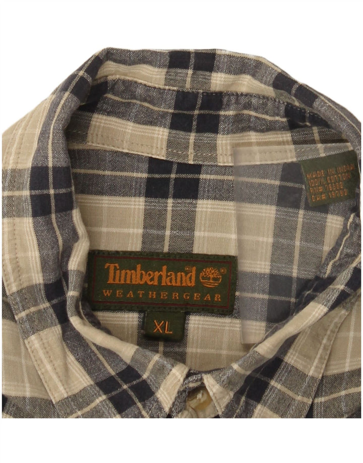 Timberland Chemise en flanelle XL pour homme en coton à carreaux beige