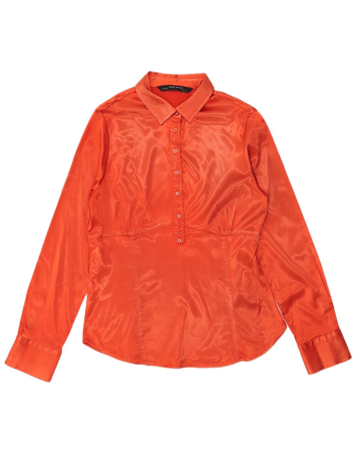 Zara Femme Pull Chemise UK 14 Large Orange