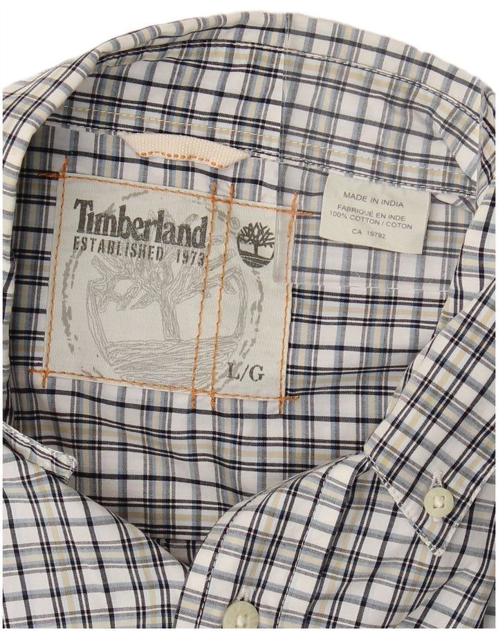 Timberland Chemise Homme Grand Carreau Blanc Coton