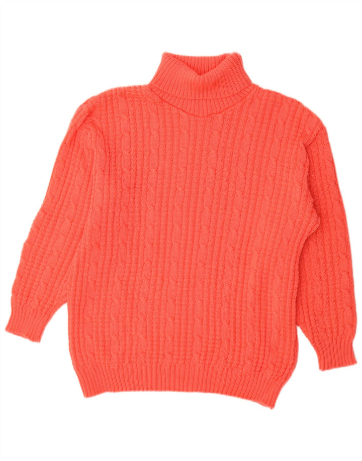 vintage Femmes Roll Neck Jumper Pull UK 16 Grand Rouge