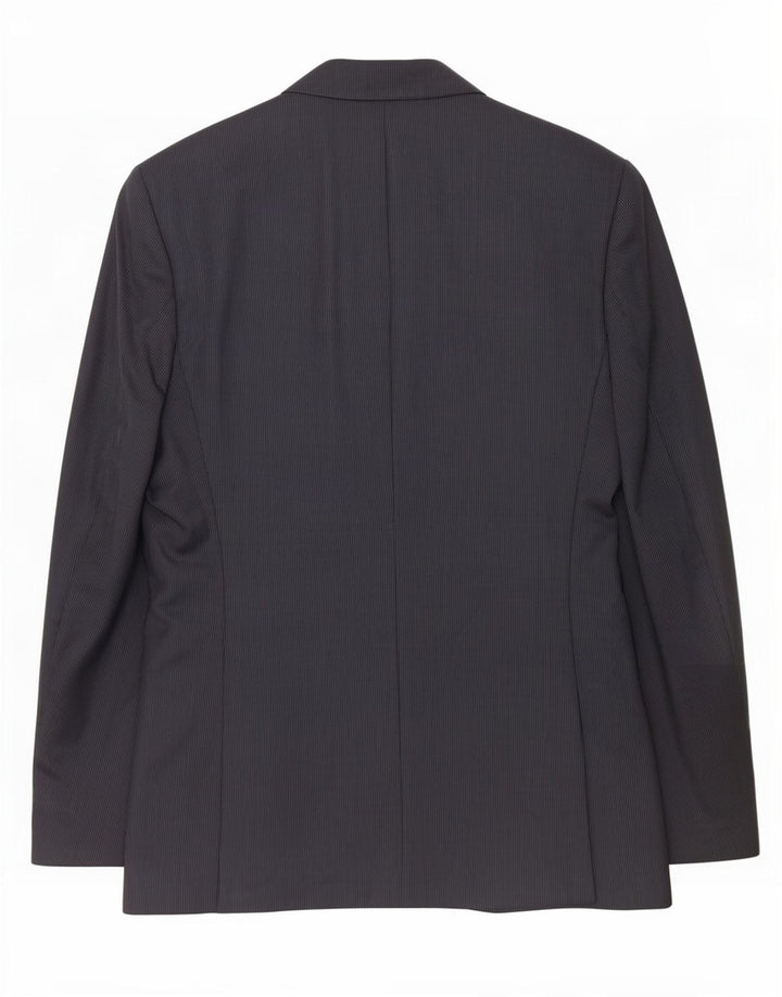 Zara Veste Blazer 2 Boutons Homme EU 48 Polyester Rayé Bleu Marine Moyen