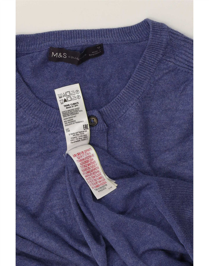 Marks & Spencer Pull Cardigan Femme UK 12 Bleu Moyen Viscose