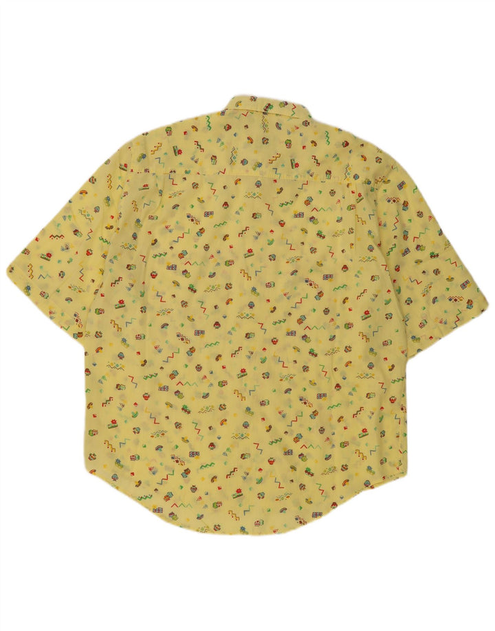 VINTAGE Mens Abstract Pattern Short Sleeve Shirt XL Yellow Vintage Vintage and Second-Hand Vintage from Messina Hembry 