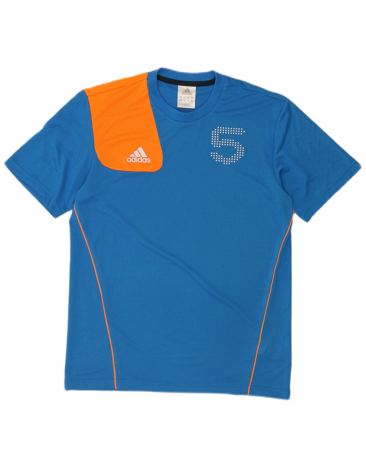 Adidas T-shirt graphique pour homme en polyester color block bleu moyen