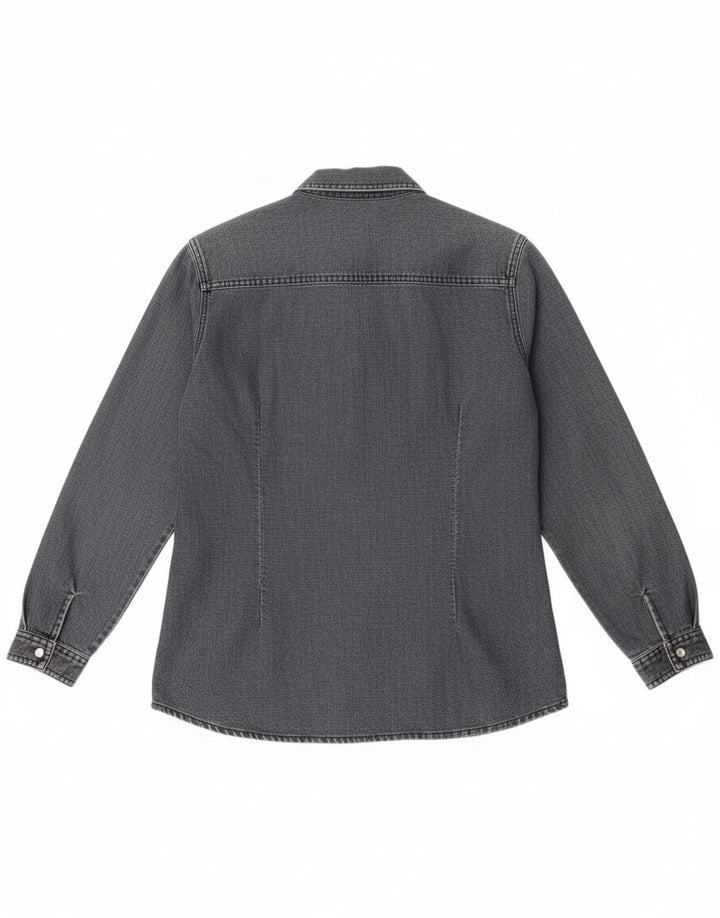 chemise en denim femme vintage UK 14 coton gris moyen