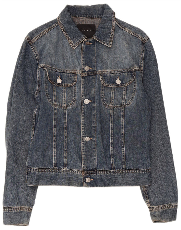 SISLEY Veste en Jean Femme UK 10 Petit Bleu Coton