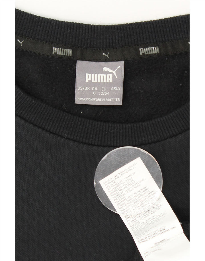 Puma Sweat-shirt graphique pour homme en coton noir Taille L