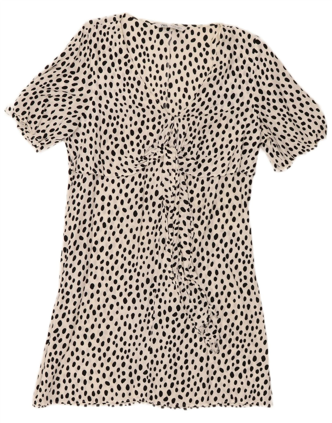 Zara Robe trapèze pour femme UK 10 Petit blanc moucheté