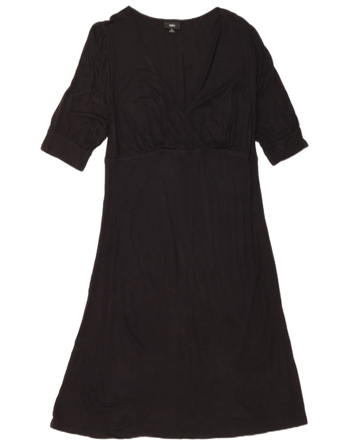 MOSSIMO Robe trapèze à manches 3/4 pour femme UK 14 Grande rayonne noire
