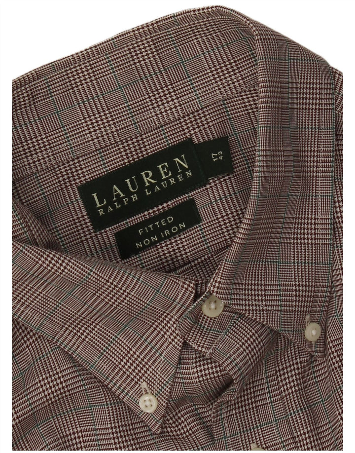 Ralph Lauren Chemise ajustée pour homme Taille 17 43 XL Pied-de-poule marron