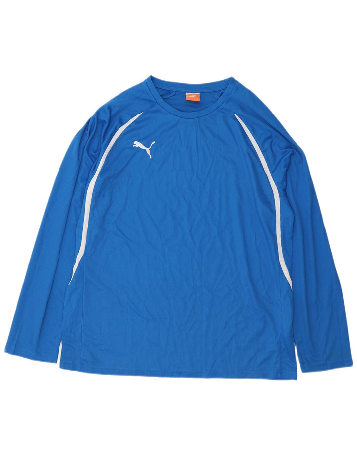 Puma Haut à manches longues pour homme en polyester à rayures bleues Large