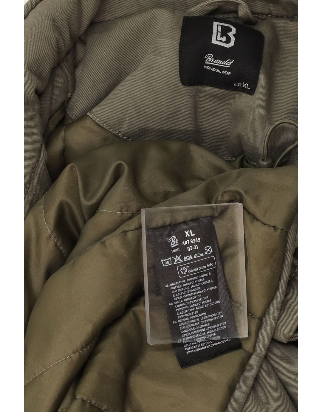 BRANDIT Veste militaire à capuche graphique pour homme UK 42 XL Kaki Coton