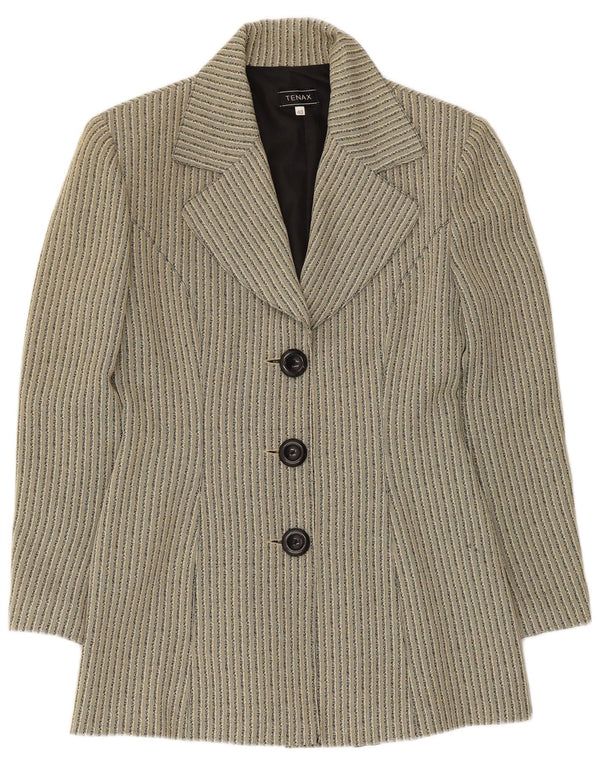 Tenax Veste Blazer 3 Boutons Femme IT 40 Petit Acétate Rayé Beige