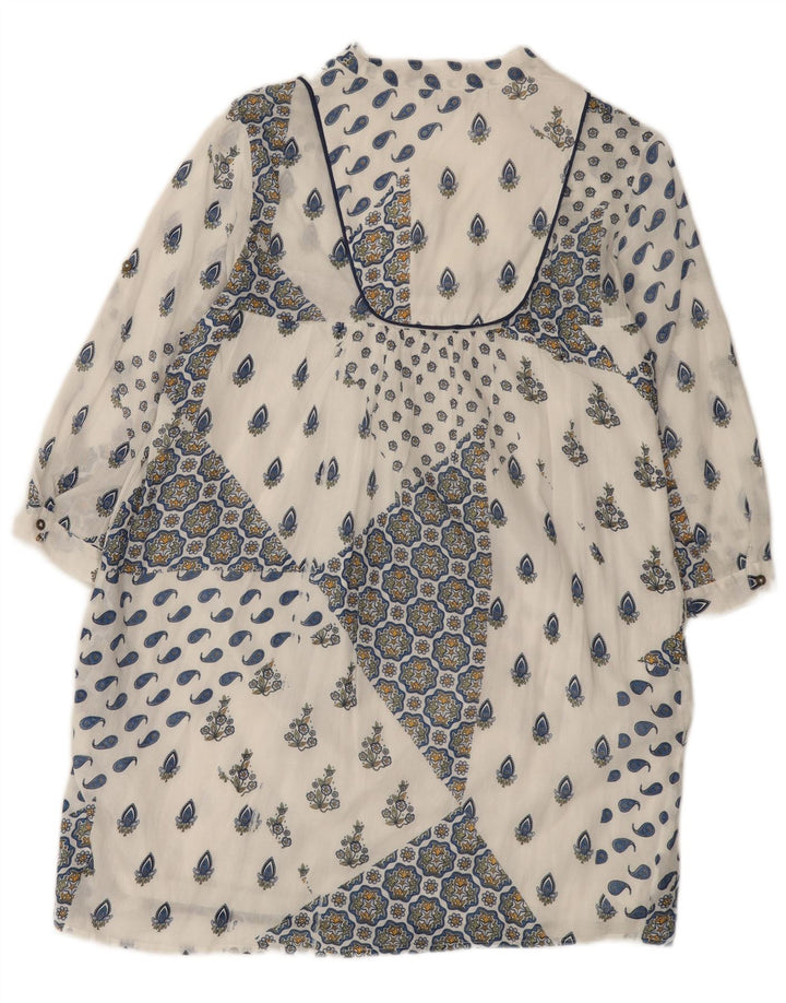 ZARA Robe droite à manches 3/4 pour femme UK 12 en coton cachemire blanc moyen