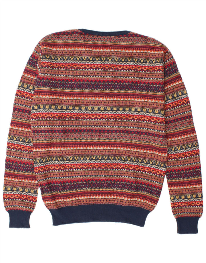 vintage Mens Crew Neck Jumper Pull Moyen Multicolore Fair Isle