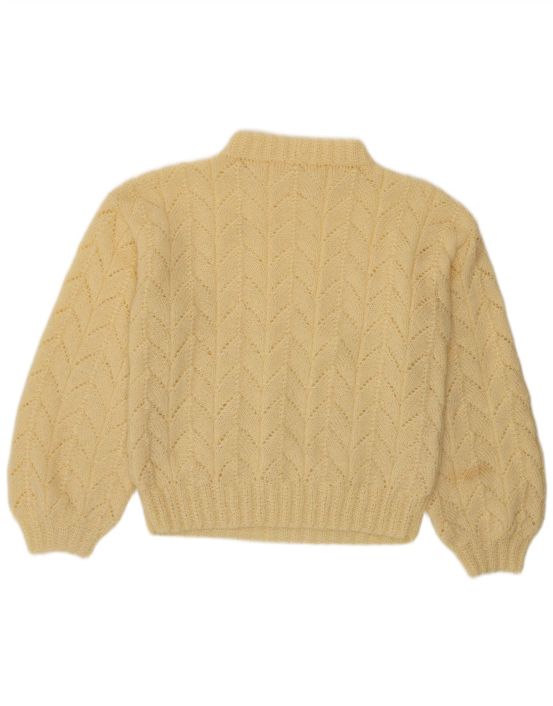 vintage Femmes Turtle Neck Jumper Pull UK 14 Jaune Moyen
