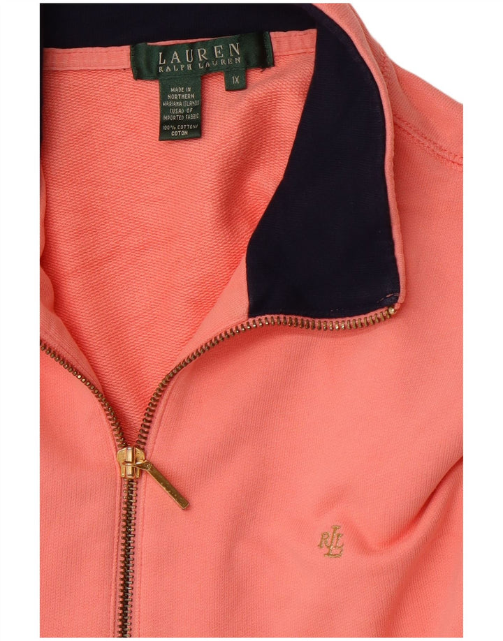 RALPH LAUREN Sweat-shirt à col zippé pour femme UK 18 XL Orange Coton