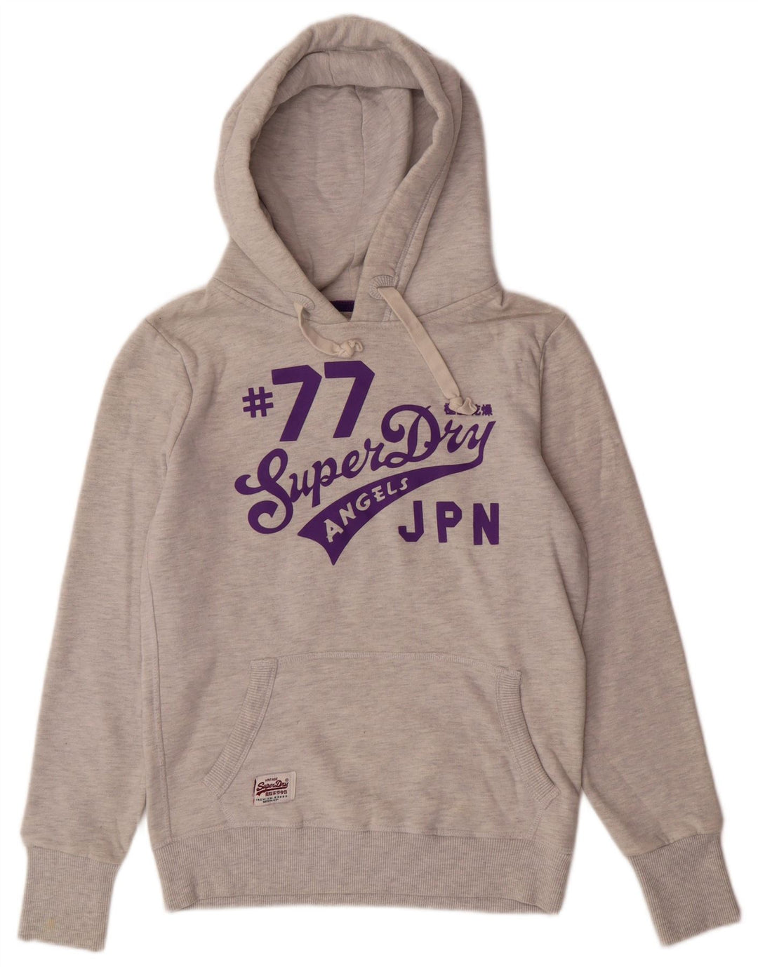 Superdry Pull à capuche graphique pour femme UK 12 Gris moyen Coton