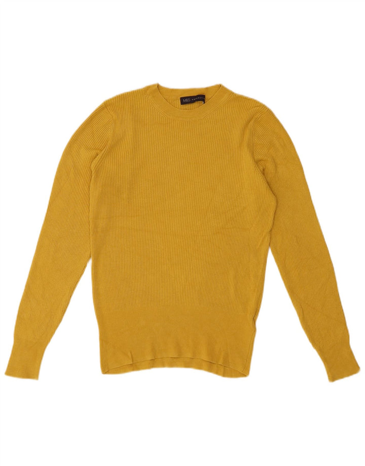 Marks & Spencer Pull à col rond pour femme UK 12 Viscose jaune moyen