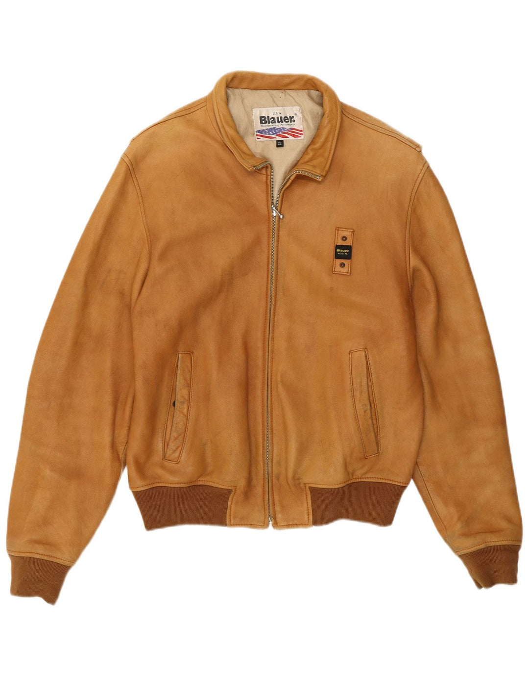 Blauer Veste Bomber en Cuir Femme UK 18 XL Cuir Marron
