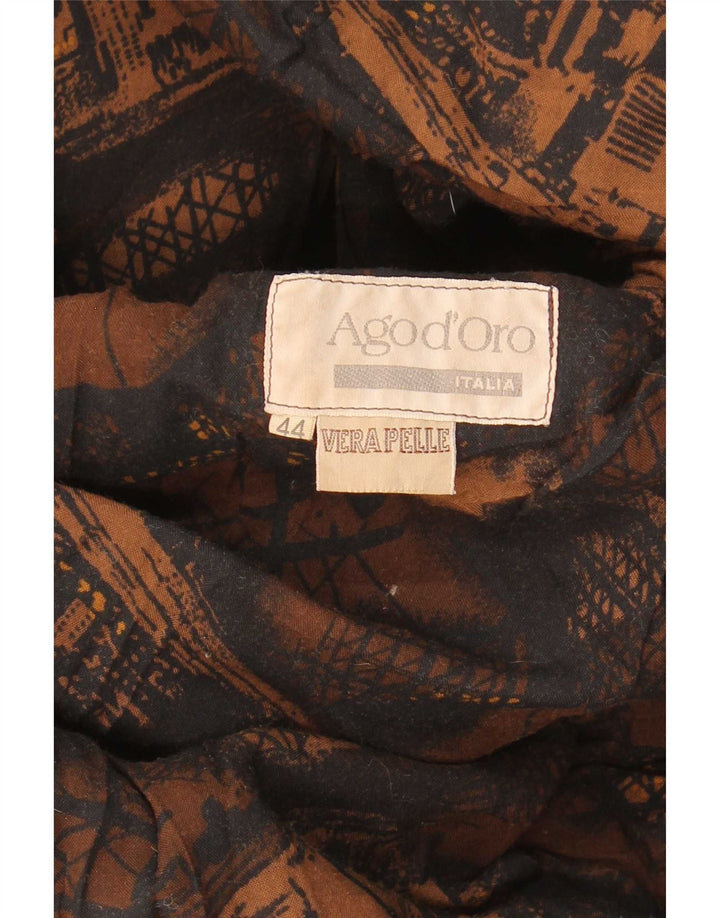 pardessus en daim femme vintage IT 44 Cuir imprimé animal marron moyen