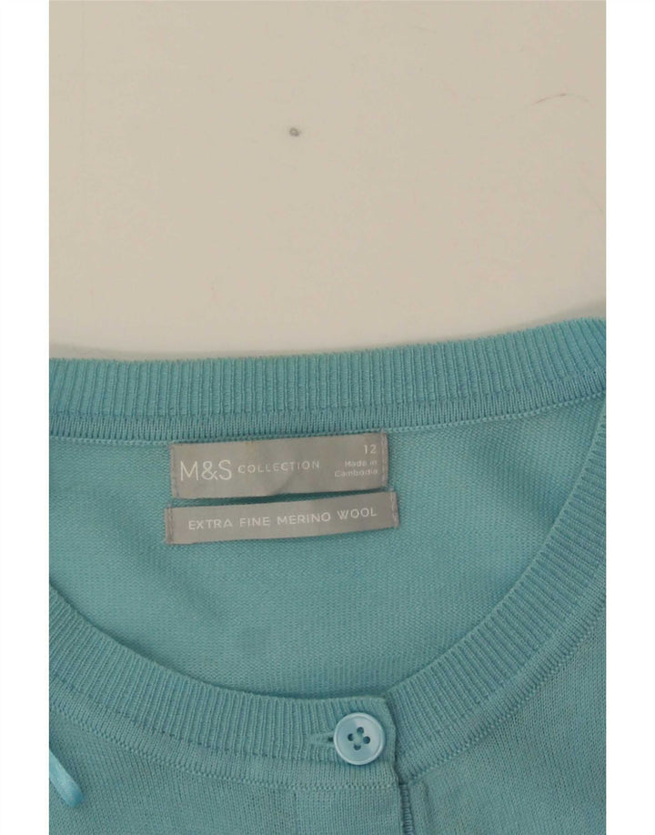 Marks & Spencer Cardigan pour femme en laine mérinos turquoise moyen UK 12