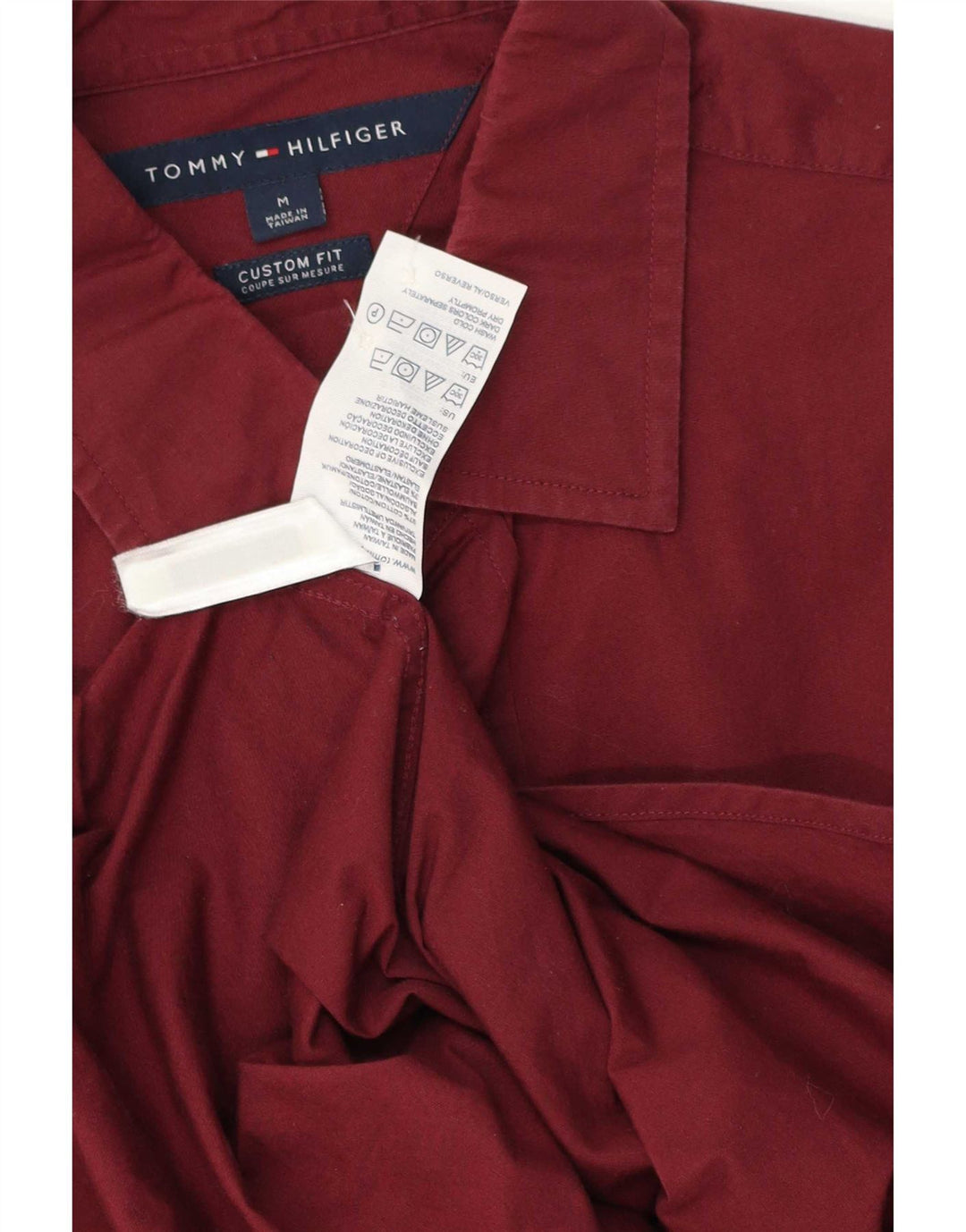 Tommy Hilfiger Chemise sur mesure pour homme en coton bordeaux moyen