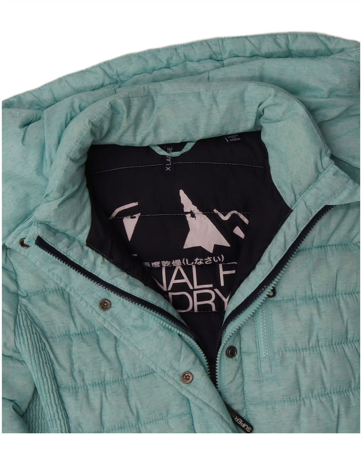 SUPERDRY Veste matelassée à capuche pour femme UK 18 XL Turquoise Polyester
