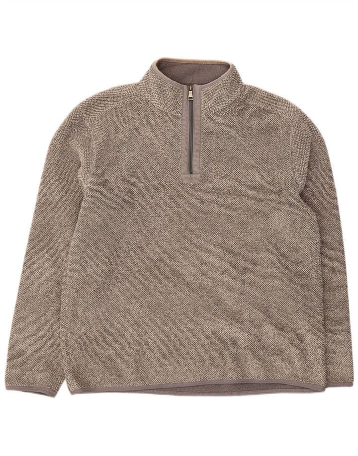 Marks & Spencer Sweat-shirt à col zippé pour hommes, grand gris, polyester