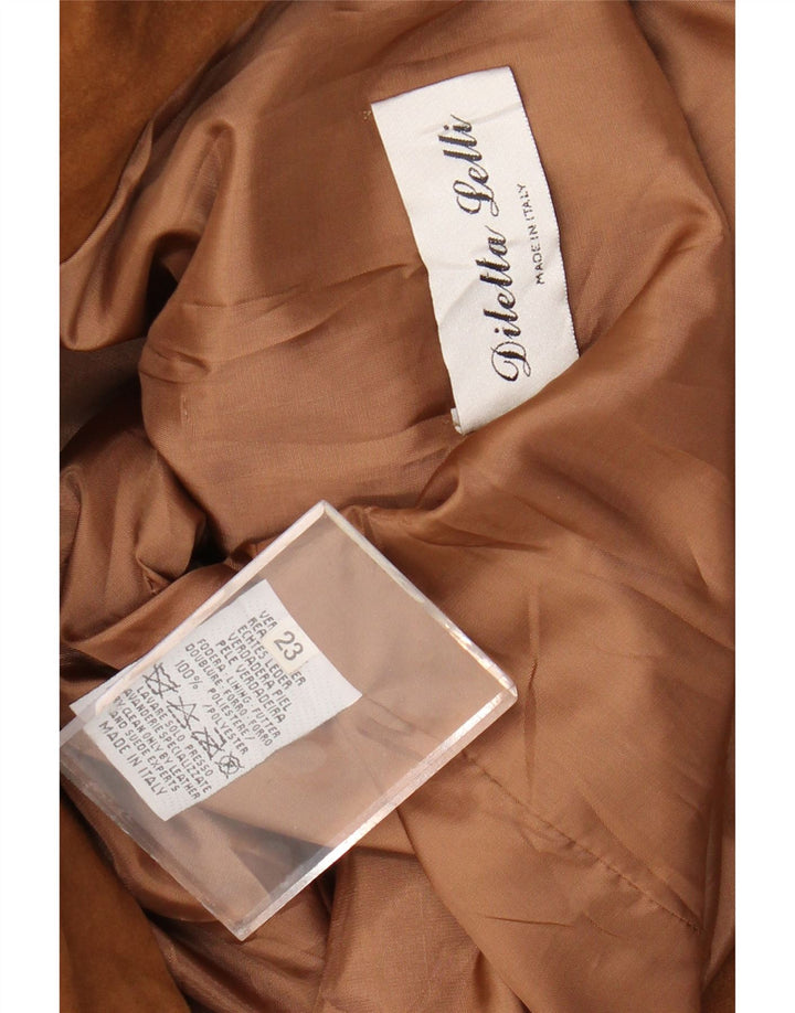 Diletta Lelli Manteau en daim pour femme UK 20 2XL Cuir marron