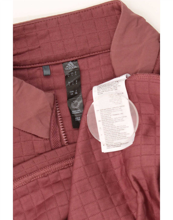 Adidas Haut de survêtement à col zippé pour homme Grand polyester bordeaux