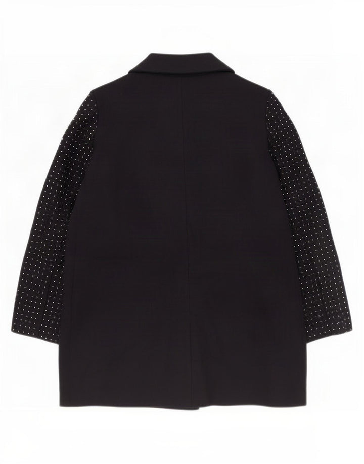 Zara Womens Pardessus UK 14 Grande laine tachetée bleu marine