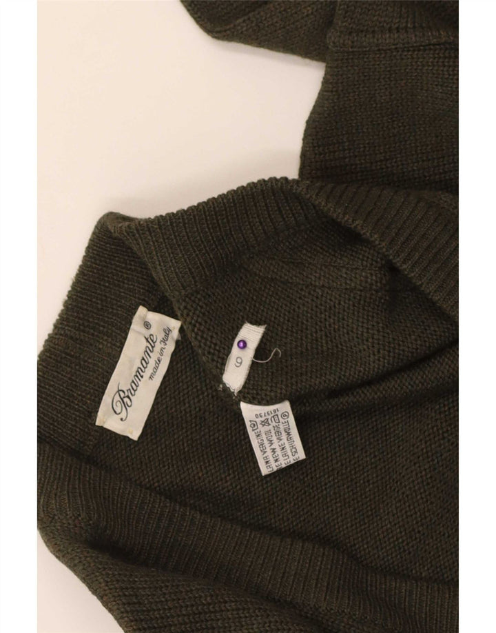 Bramante Cardigan pour homme en laine vierge kaki Argyle/diamant