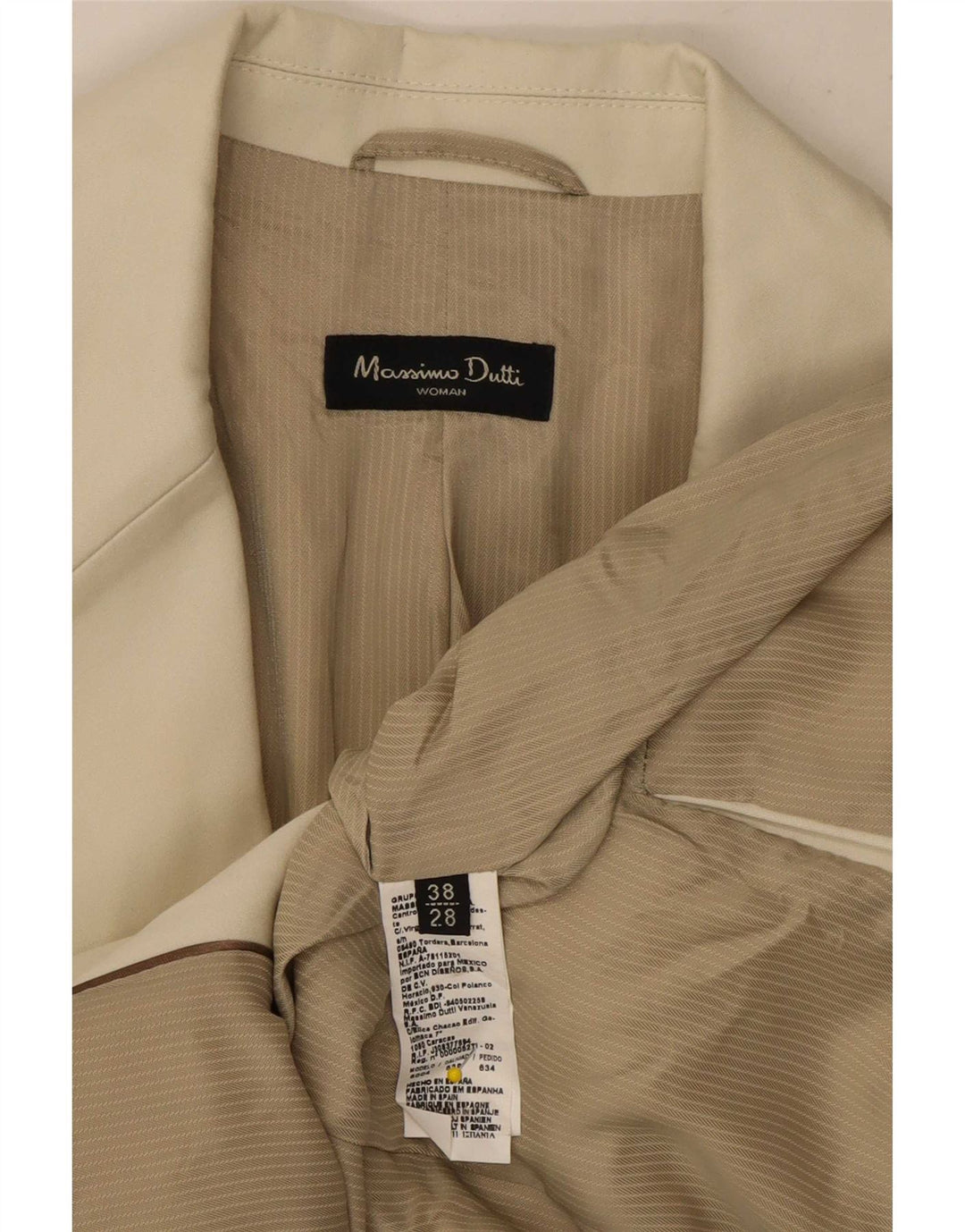 Massimo Dutti Veste Blazer 2 Boutons Homme EU 38 Petit Coton Blanc Cassé