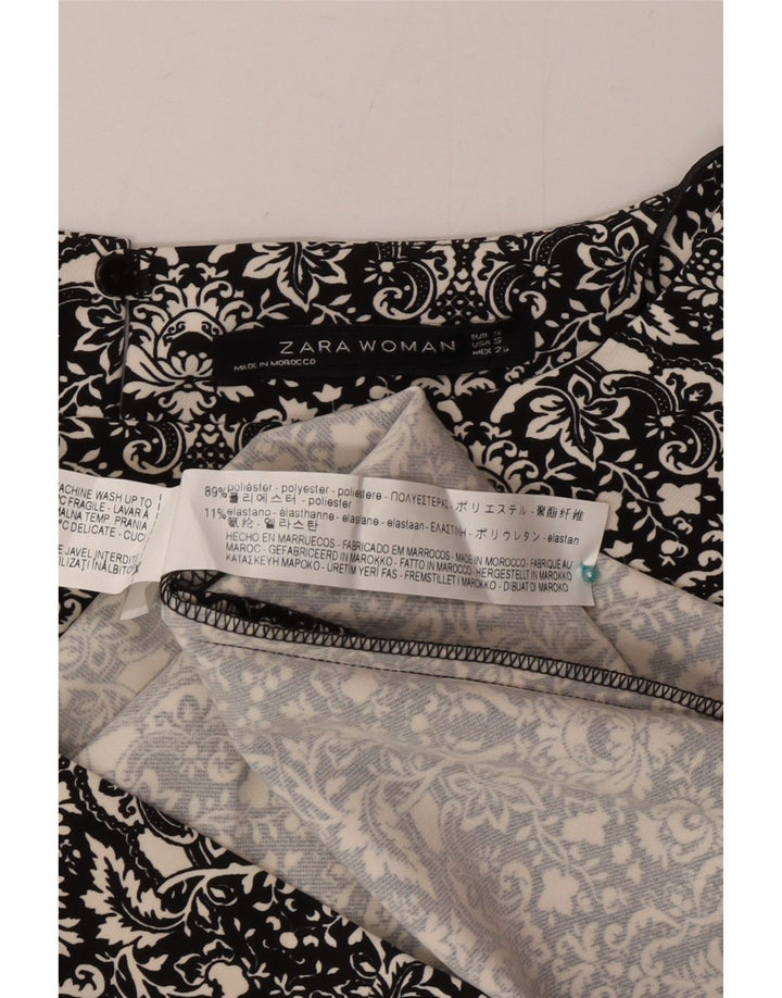 Zara Robe droite pour femme UK 10 Petit polyester floral noir