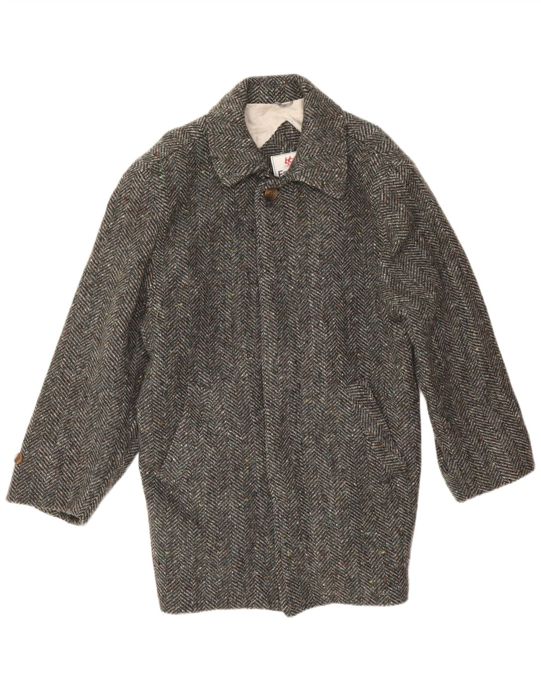Faciba Pardessus Homme IT 52 XL Laine à Chevrons Gris