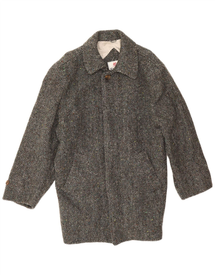 Faciba Pardessus Homme IT 52 XL Laine à Chevrons Gris
