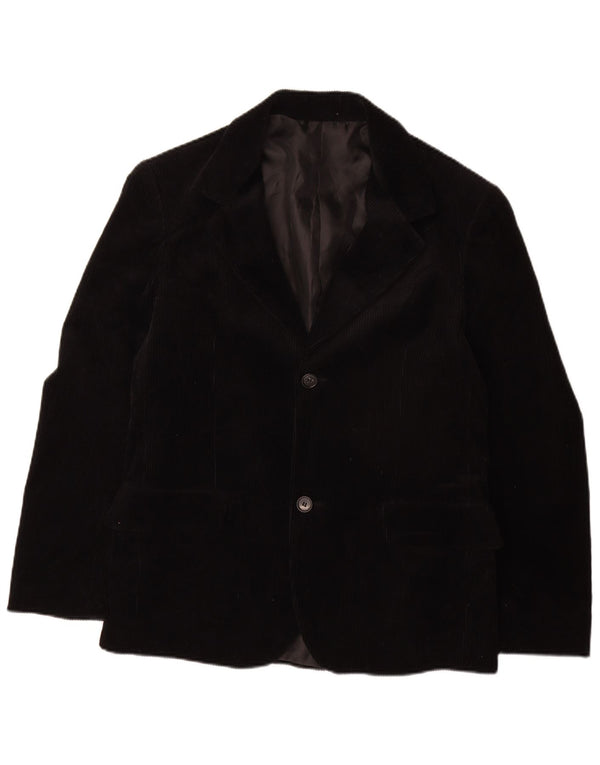 VINTAGE Veste blazer en velours côtelé pour homme à 2 boutons UK 38 Coton noir moyen