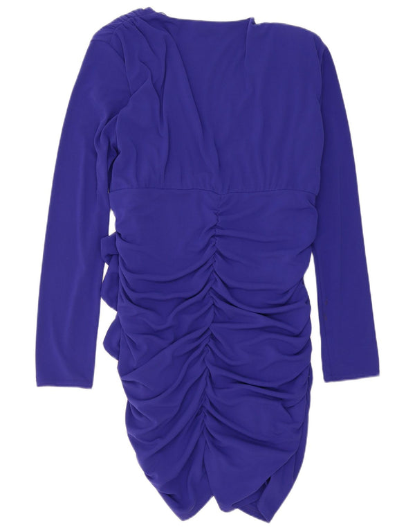 Zara Robe moulante à manches longues pour femme UK 18 XL Bleu marine Polyester