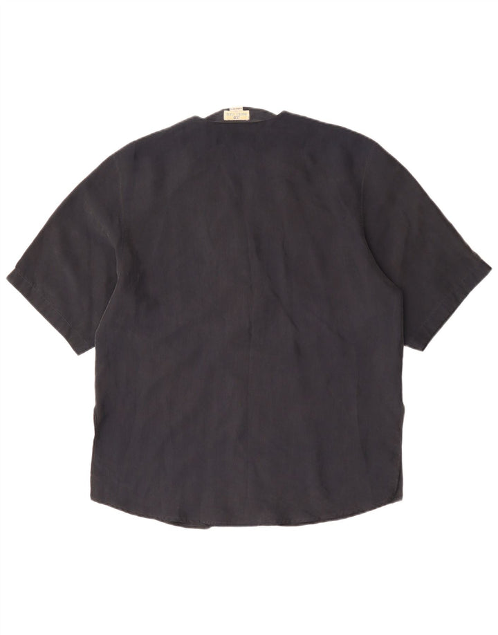 BLUE CLUB Chemisier à manches courtes pour femme IT 42 Soie noire moyenne