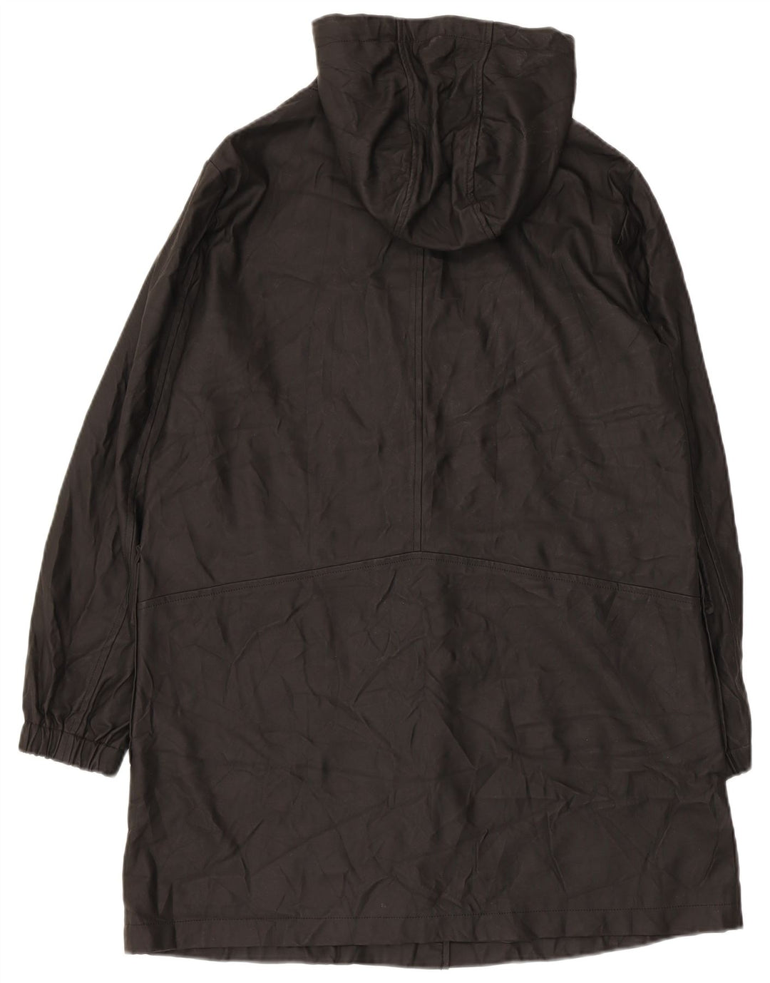 Zara Manteau imperméable à capuche pour femme UK 14 Medium Noir
