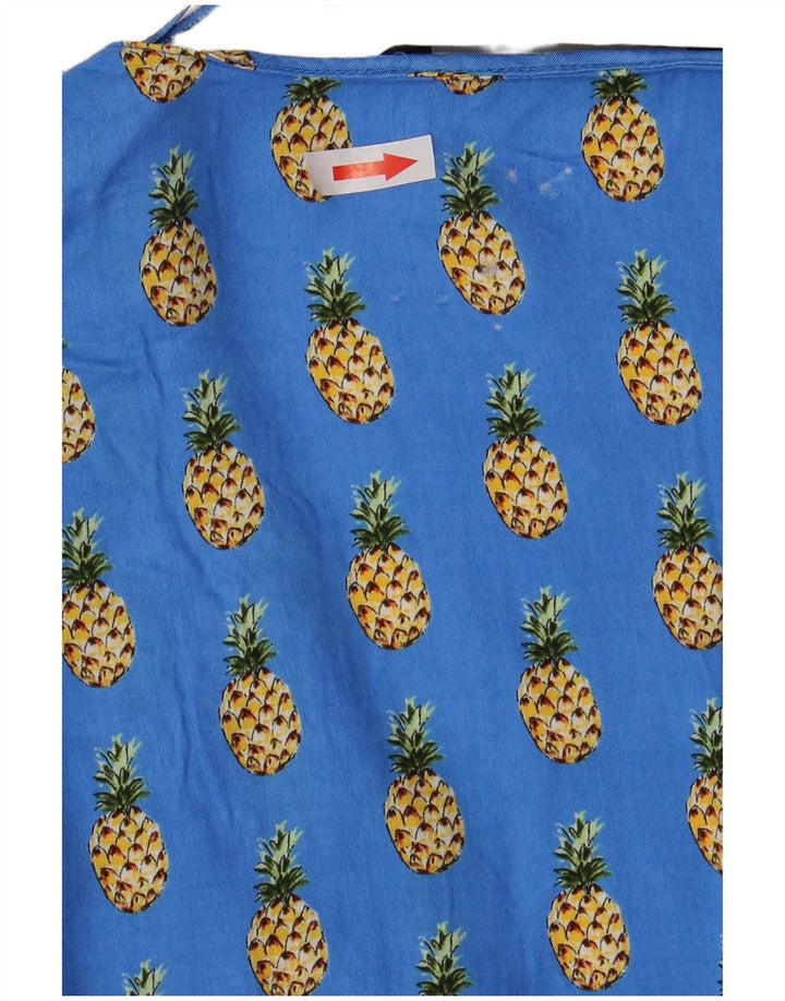 Zara Chemisier à manches 3/4 à motif abstrait pour femme UK 18 XL Bleu Viscose