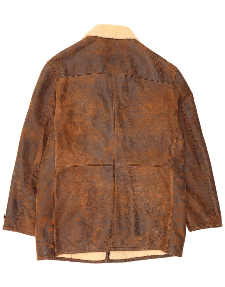 Marlboro Classics Veste en peau de mouton pour homme UK 42 XL Peau de mouton marron