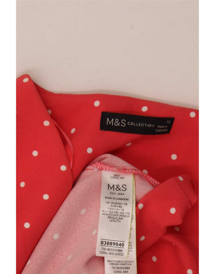 Marks & Spencer Robe droite pour femme UK 16 Large Rose à pois Polyester