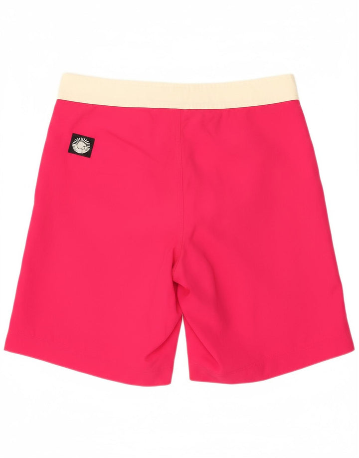 PUMA Mens Graphic Swimming Shorts Medium Pink Colourblock Nylon Beach