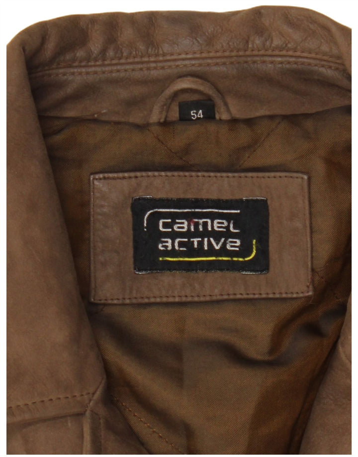 Camel Active Manteau en cuir pour homme EU 54 XL Cuir marron