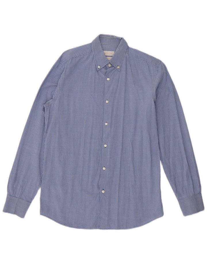 Massimo Dutti Chemise Homme Bleu Moyen Vichy Coton