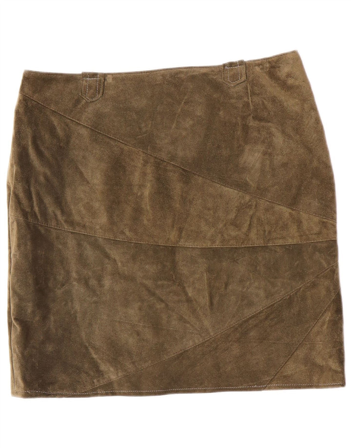 jupe en daim femme vintage Medium W32 Cuir Kaki