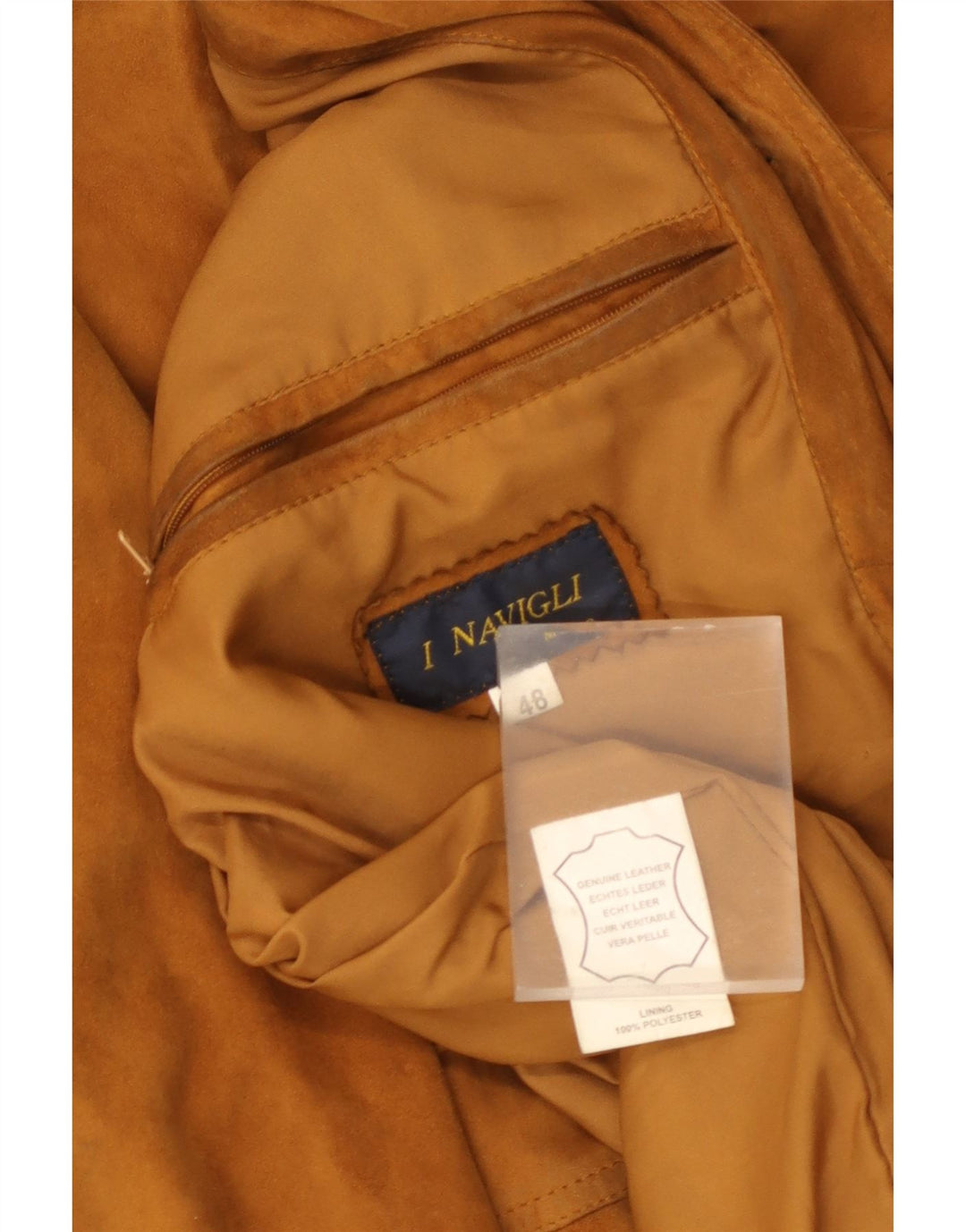 I NAVIGLI Blouson Bomber En Daim Homme IT 48 Cuir Marron Moyen